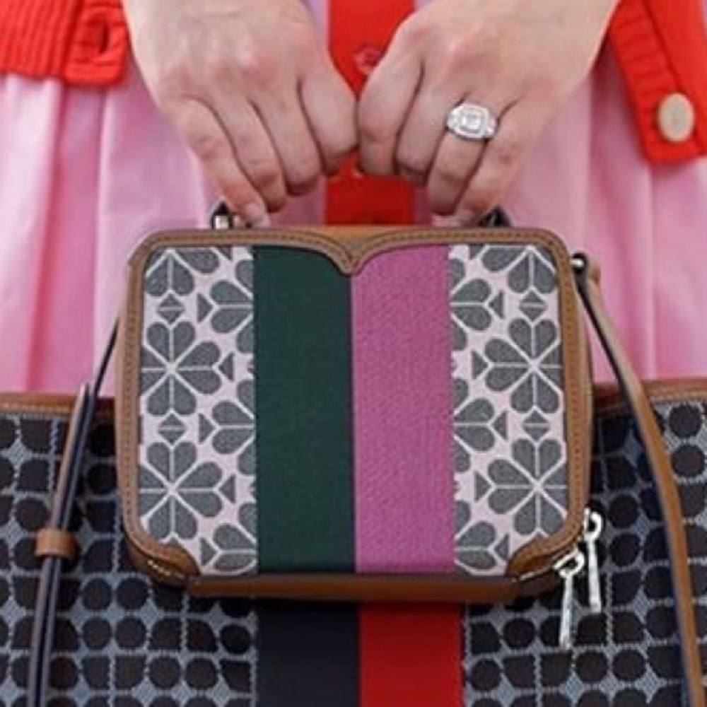 Kate Spade ♠️ Spade Flower Jacquard Vanity Stripe Mini Top Handle Bag